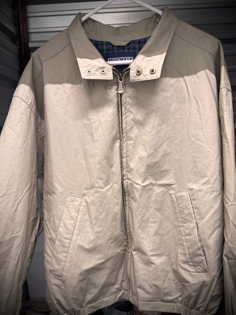 Lands' End Men's Light Beige Lightweight Harrington Jacket